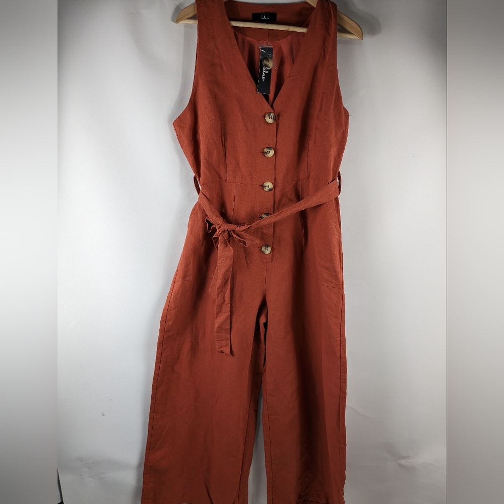 NWT Lulus Linen Cotton Blend Jumpsuit Size XL